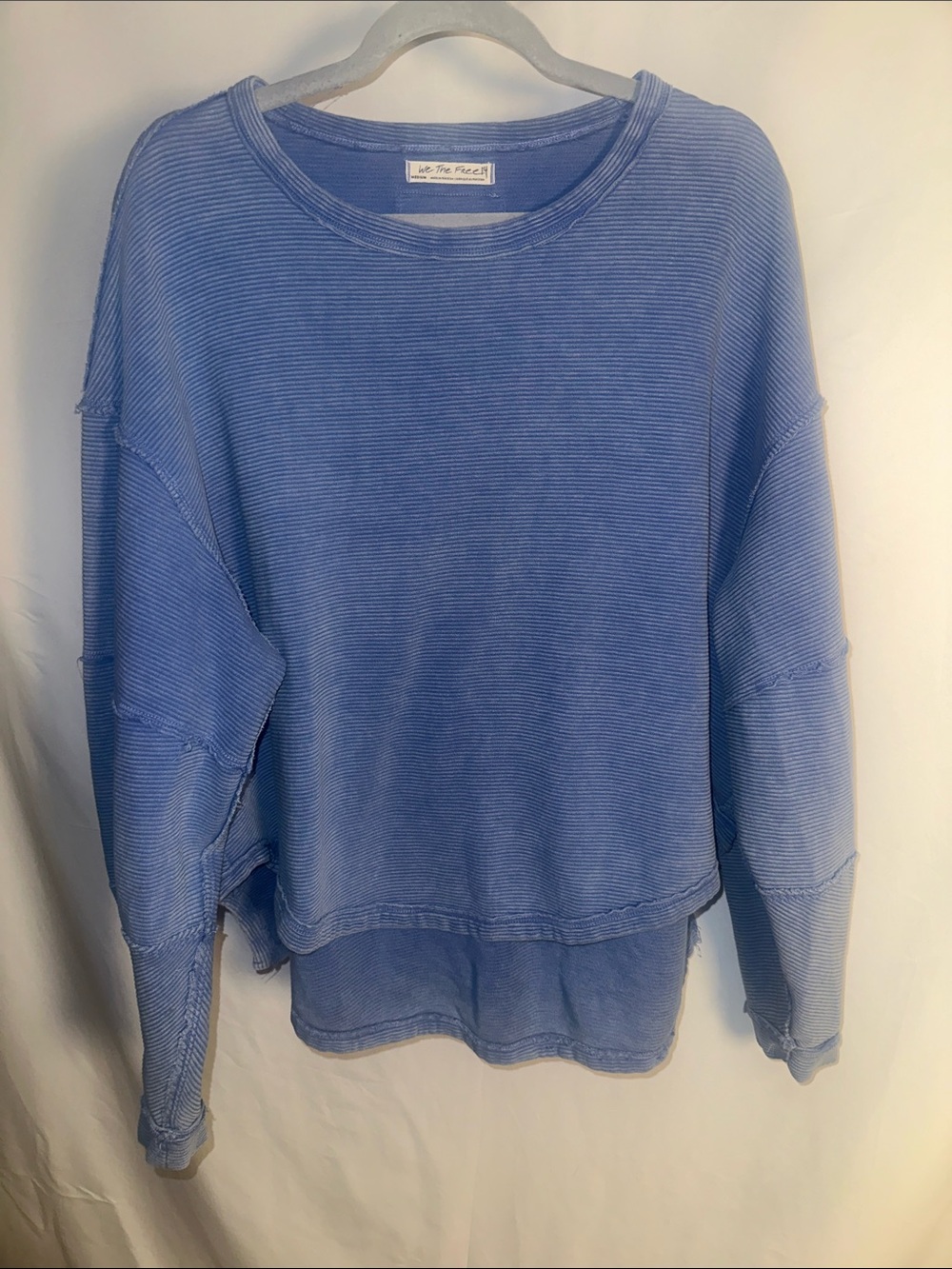 We The Free Light Blue Ribbed Pullover Sweatshirt